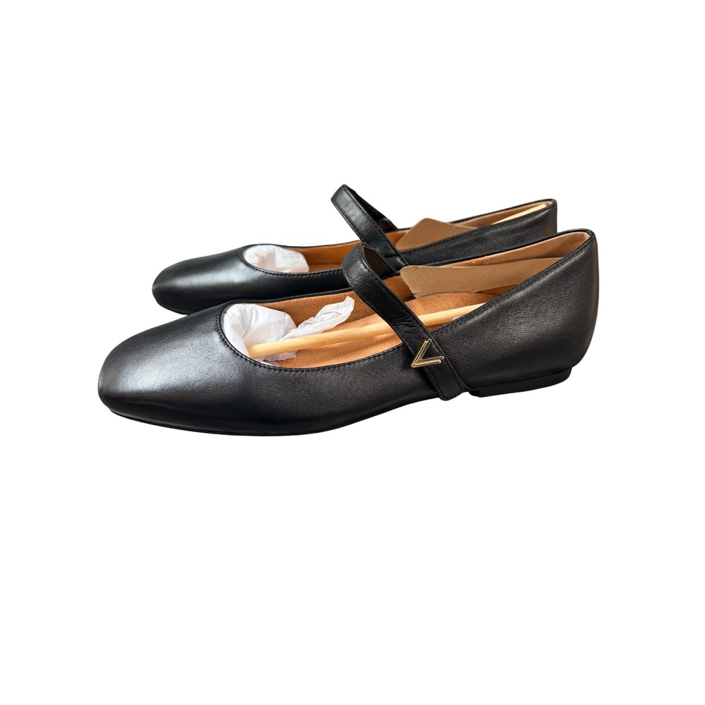 Vionic Mary Jane Womens 10 Black Alameda Leather Square Toe Orthotic Flat Shoe - Picture 4 of 9